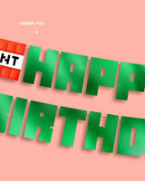 Pixel Mining Birthday Banner - mirrored green banner